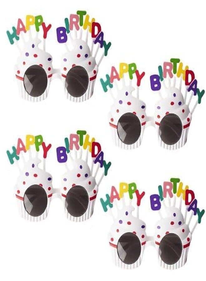 وي3 نظارات واقية مزخرفة لحفلات أعياد الميلاد من we3 للأطفال والكبار، نظارات بلاستيكية ملونة بتصميم عيد ميلاد سعيد، دعائم مرحة لجلسات التصوير (عبوة من 4 قطع، أبيض) - Image 1